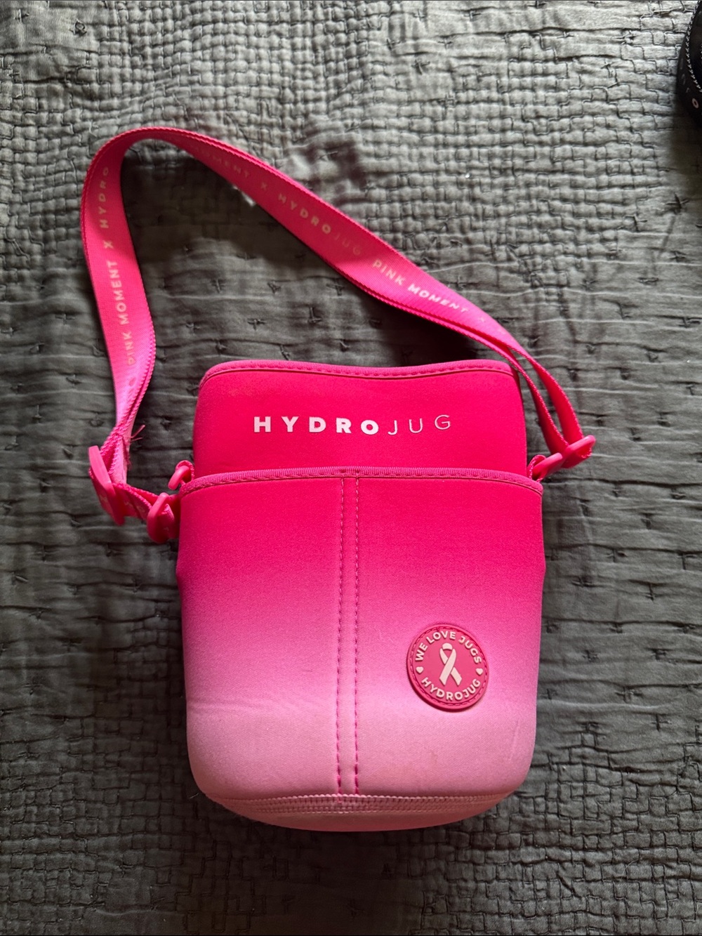 HydroJug Pink Ombre Neoprene Crossbody Bottle Carrier